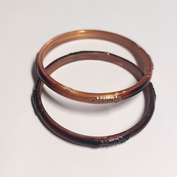 Set of 2 Red and Orange Indian Bangle Bracelets - Picture 2 of 4